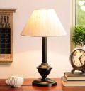 tu casa Off White Cotton Shade with Black Metal-Iron Base Table Lamp | Elegant Bedside & Desk Lamp for Bedroom, Living Room, Office, Home Décor & Gifting (Height : 17 Inch/No Blub Included)...