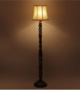 tu casa Off White Cotton Shade with Brown Mango Wood Base Floor Lamp | (Height : 59 Inch/No Blub Included)...