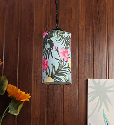 tu casa Pendant/Hanging Light Lamps Black Metal Base with Multi Floral Cotton (Floral Print) Shades for Home Décor, Bedrooms, Living Room, Gifting, Diwali, Dining Space, Restaurants (H-25)