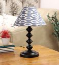 tu casa Table Lamps Black Metal Base with Blue/White Cotton...