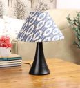 tu casa Table Lamps Black Metal Base with Blue/White Cotton (Ikat Print) (H-13)...