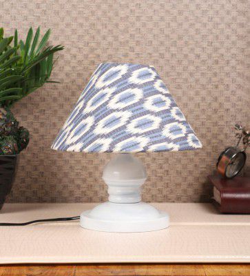 tu casa Table Lamps White Metal Base with Blue/White Cotton