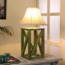 tu casa Table Lamps with Mango Wood Base & Off-White Cotton Shades (Height- 52cm) - Bulb not Included...