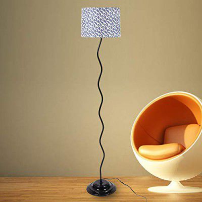 Tu Casa-TC-110.-.Height-56.5".-.Flocking Birds PrintShade.-.with Metal Base FloorLamp (B-22 - Brass Holder-Bulb NOT Included).-Bed Switch-Not Included
