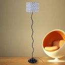 Tu Casa-TC-110.-.Height-56.5".-.Flocking Birds PrintShade.-.with Metal Base FloorLamp (B-22 - Brass Holder-Bulb NOT Included).-Bed Switch-Not Included...