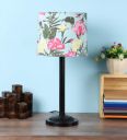 tu casa TC-29 Height-20 Floral printShade with Metal Base Table Lamp (B-22 - Brass Holder--Bulb NOT Included) Bed Switch Not Included, Black, L * W * H (9X9X19Inches)...