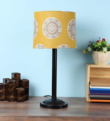 Tu Casa TC-30.-.Height-20.-.Mandala printShade.-.with Metal Base Table Lamp (B-22 - Brass Holder-Bulb NOT Included).-Bed Switch-Not Included, Black, L * W * H (9X9X19''Inches)