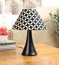 Tu Casa TC-55.-.Height-12.-.Geometric Black & White print Shade.-.with Metal Base Table Lamp (B-22 - Brass Holder-Bulb NOT Included).-Bed Switch-Not Included, L * W * H (10x10x12 Inches)...