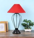 Tu Casa TC-69 RedShade with Metal Base Table Lamp (B-22 - Brass Holder Bulb NOT Included) Bed Switch Included, BLACK, L * W * H (13x13x20.5 Inches)...