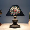tu casa Urban Radiance Black Metal Table Lamp (Carnation Print with Satin Shade) H - 10" / No Blub...
