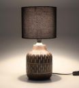 tu casa Wooden Table Lamp with Black Satin Shade ...
