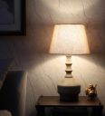 tu casa Wooden Table Lamp with Satin Cobra Saffron Print Shade ...