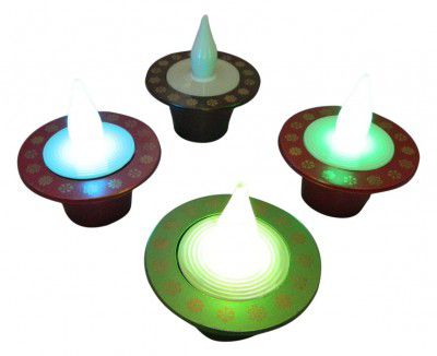 Tucasa DW-269 LED Diya (Pack of 4, Green)