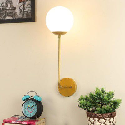 TuCasa Golden Metal Decorative Wall Lamp with Glass Globe Holder Type-E-27 (Design 6)
