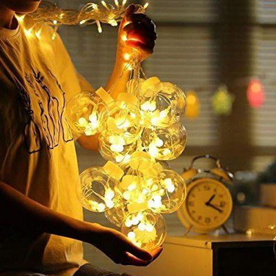 TUCASA- Indoor Outdoor String Lights Window Curtain Lights with 8 Flashing Modes Christmas Wedding Party Home Garden Shop Decoration Backdrop (8.2 feet, Wish Ball-Warm White)