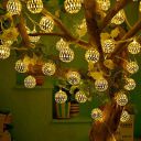 TUCASA- Metal Ball with 16 led Hanging Lantern String Light Golden -Warm White-Plug in...