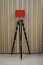 TUCASA Tripod Floor LAMP in Mango Wood with Fabric Shade...