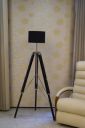 TUCASA Tripod Floor LAMP in Mango Wood with Fabric Shade...