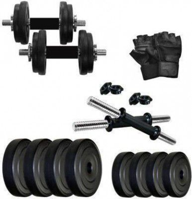 Tucker Home Gym Combo (3KG 4 PVC Plates + Rod + Gym Gloves) Fixed Weight Dumbbell  (12 kg)