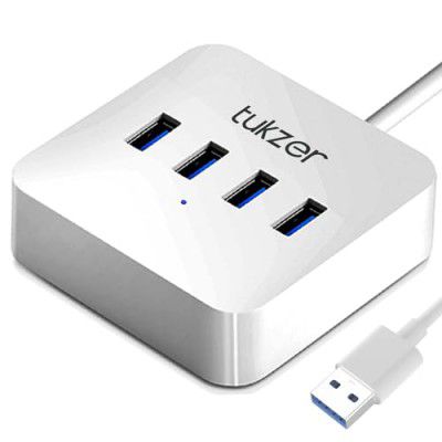 Tukzer 4-Ports USB A to USB 3.0 HUB with High-Speed Data Transfer & Fast Charing Ports (White)