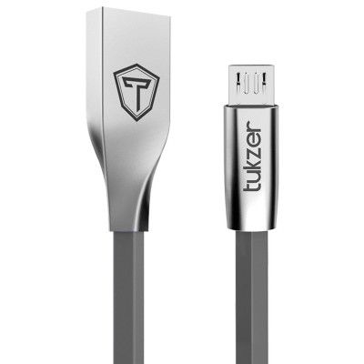 Tukzer Aluminium Plug Slim Micro USB to USB Cable (3.2 ft/1 Mtr) - Grey