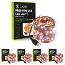 Tukzer Copper LED Fairy String Lights with USB, 3 Meter, White, Pack of 5...