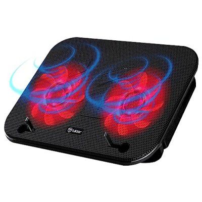 Tukzer Laptop Cooling Pad Stand&nbsp;Riser, Portable Slim Quiet USB Powered Gaming Cooler Chill Mat| 2-Red-LED Fans| USB Powered| 2-Viewing Angles |10-to-15.6-inch laptops
