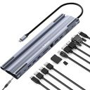Tukzer USB C to 12 in 1 HUB Dock MST, Type C to 4K HDMI, VGA DisplayPort Ethernet Adapter| 100W Power Delivery, 3 USB 3.0, SD/TF Card Reader, 3.5mm Audio (Grey)...