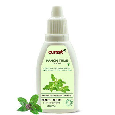 Tulsi Drops- Concentrated Extract Of 5 Rare Tulsi For Natural Immunity Boosting & Cough And Cold Relief (20Ml +10Ml Free)- BY CUREST