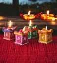 Tulsi Shaped (Pack of 4) Multicolour Terracotta Diya...