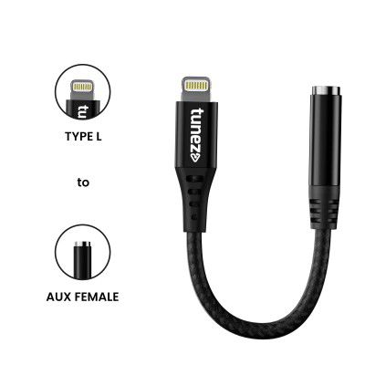 tunez CB-90 Type L to Aux Connector With DAC - Braid + Shell Material