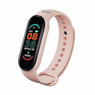 tunez Swastha S30 Smart Band Watch with 1.1 inch IPS LCD Display,14 Days Battery Life,24/7 Heart Rate and Sleep , USB Charging and Compatible with All Android and iOS Devices (Pink), Extra Large