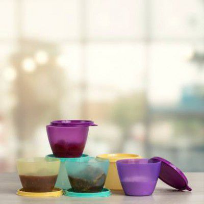 TUPPERWARE Liquid Tight Container Bowled Over - 400 ml Plastic Fridge Container  (Pack of 6, Green, Purple, Yellow)
