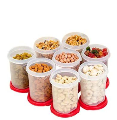 Tupperware Mm Round 2 Containers- 440 Ml Capacity- Set Of 8 Pc- Red Seal(Plastic)