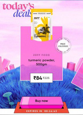 Cred Today's Deal: Turmeric Powder 500gm @ ₹84