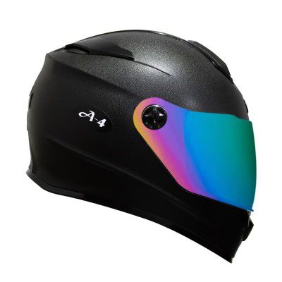 Turtle Helmet A4 Full Face Lightweight Ventilated Design with Scratch Resistive Multicolor ABS Plastic Helmet with Rainbow Visor-Parent