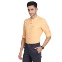 Turtle Men Cotton Linen Yellow Plain Slim Fit Mandarin Collar Casual Shirt...