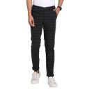 Turtle Men Cotton Stretch Black Checkered Narrow Fit Flat Front Casual Trouser...