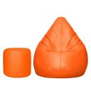 TUSA LIFESTYLE Bean Bag Chair with Stool Combo Set with Beans Filled (XXL, Orange)...