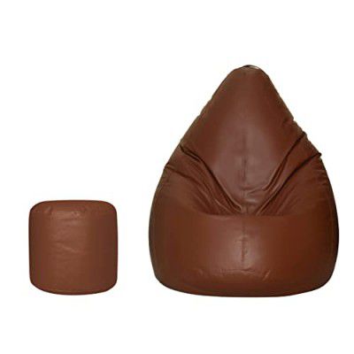 TUSA LIFESTYLE Bean Bag Chair with Stool Combo Set Without Beans (XXL, Tan) Bean Bag & Footrest