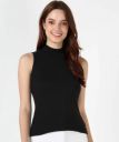 TUSI  Casual Sleeveless Solid Women Black Top...