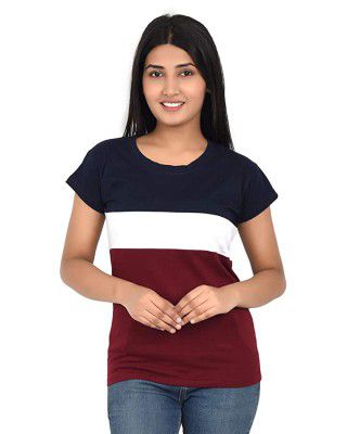 TUSI Fashion Womens Regular Fit Round Neck Half Sleeves Casual T-Shirts for Women/Girls (X-Large, Maroon)