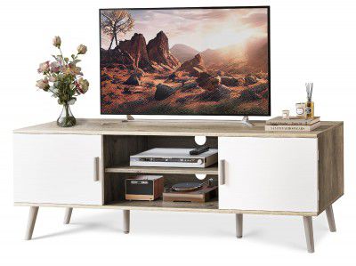 SUPERJARE TV Stand for 55 Inch TV, Entertainment Center with Adjustable Shelf