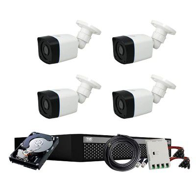 TVS Electronics Full HD 2MP Cameras Combo KIT 4CH Full HD DVR + 4 Bullet Cameras + 1 TB Hard Disc + Wire Roll + Supply & All Required connectors
