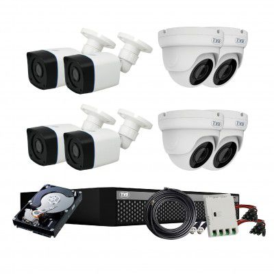 TVS Electronics Full HD 2MP Cameras Combo KIT 8CH Full HD DVR + 4 Dome Cameras + 4 Bullet Cameras + 1 TB Hard Disc + Wire Roll + Supply & All Required connectors
