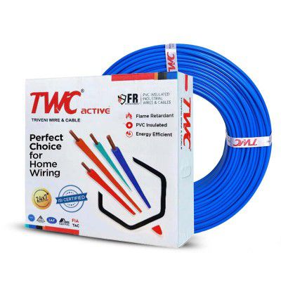TWC Active Single Core Electrical Wire |Blue, 45 Meter, 1.5 SQ.MM. |PVC electrical insulated copper wire 
