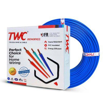TWC Advanced Single Core Electrical Wire |Blue, 90 Meter, 4 SQ.MM. |PVC electrical insulated copper wire | Cable for Domestic & Industrial Connection purpose | Flame Resistant