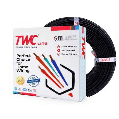 TWC Lite Single Core Electrical Wire | Black, 180 Meter, 0.75 SQ.MM.