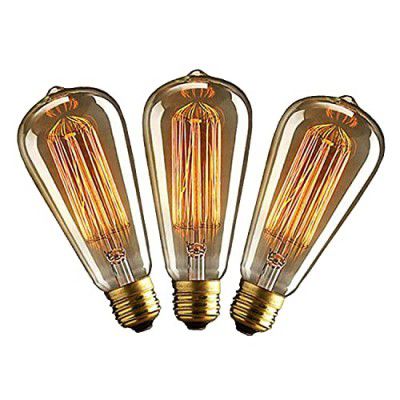 Twilight Filament Bulb, Edison Tungsten Bulb, E27 Base Bulb Warm Light Bulb- Pack Of 3, Pear Shape