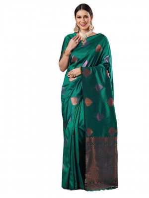 Twixxle Women's Woven Kanjivaram Pattu Silk Saree With Blouse Piece Soft Finish Banarasi Silk Saree